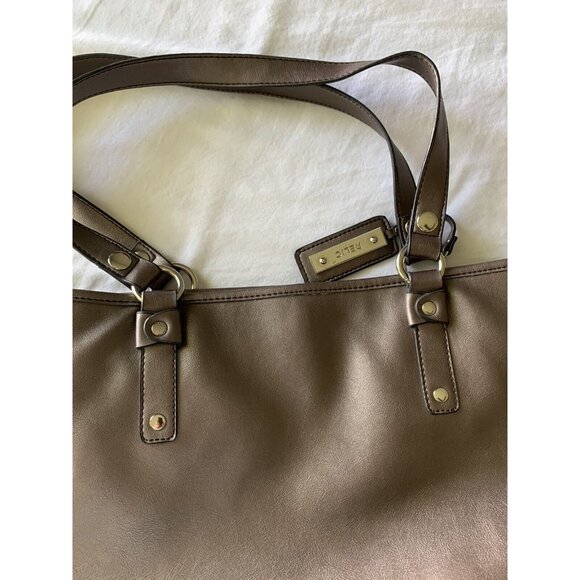 Relic Women Purse Taupe Faux Leather Magenta Flower Applique Boho Metallic Fairy - Picture 9 of 9